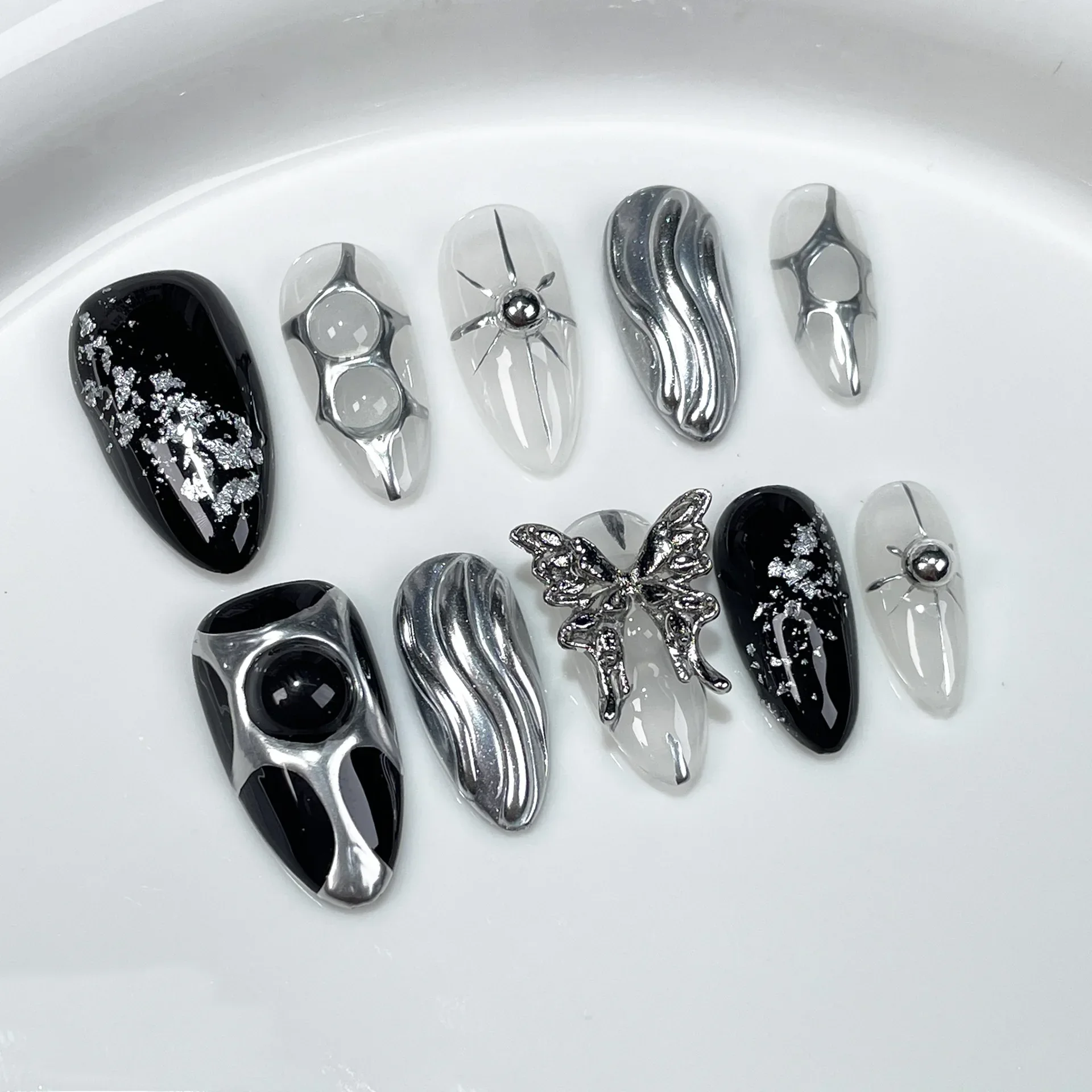 Nail Art Pink - 10Pc Hot Cool Press On Nails