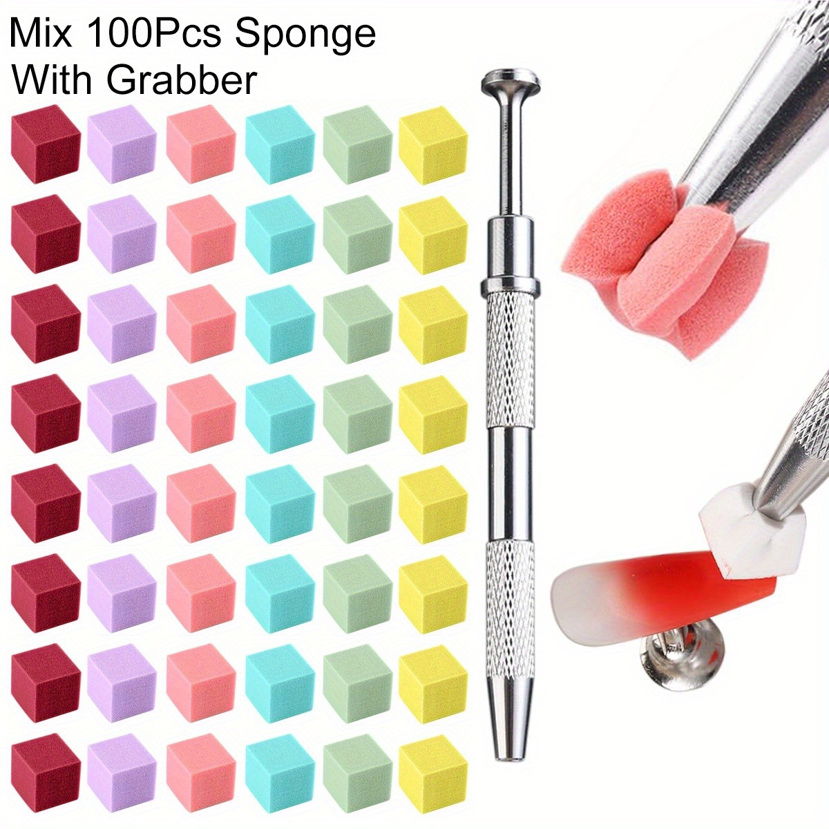 Nail Fan Brush - 1/50/100Pcs Square Nail Art Sponge Set