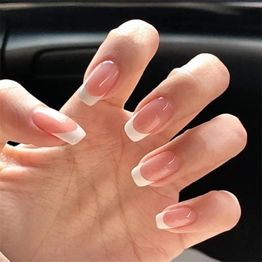 Nail Art Pink - 24Pcs/Set Short French Minimalist Nails Fake