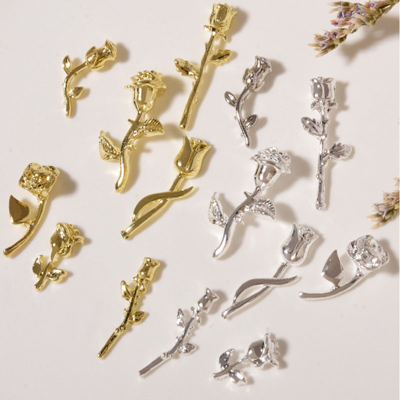 Nail Art Rose Gold - 10Pcs 3D Rose Nail Art Ornament