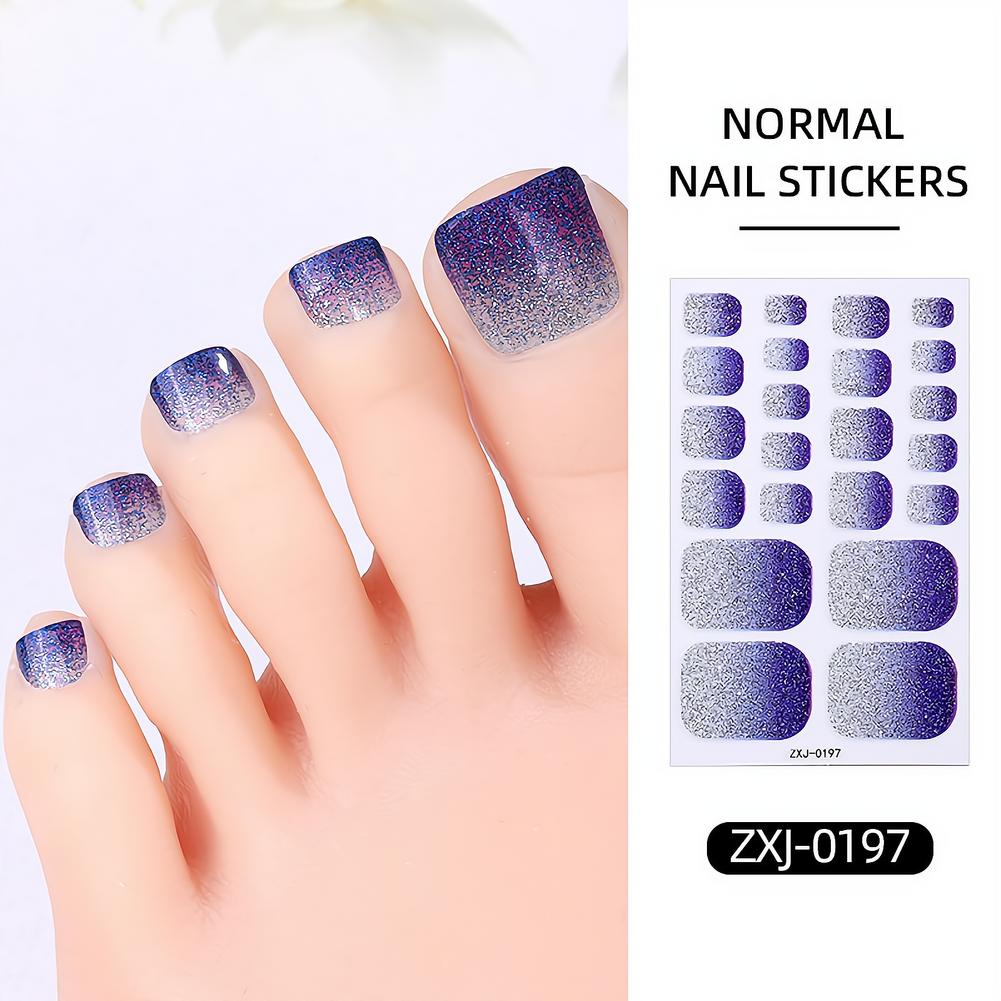 Nail Art Ombre Glitter - 22 Tips Gradient Glitter Toenail Stickers