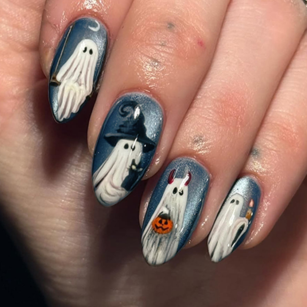 Nail Art Jelly - 24pcs Halloween Nail Art Ghost Cat