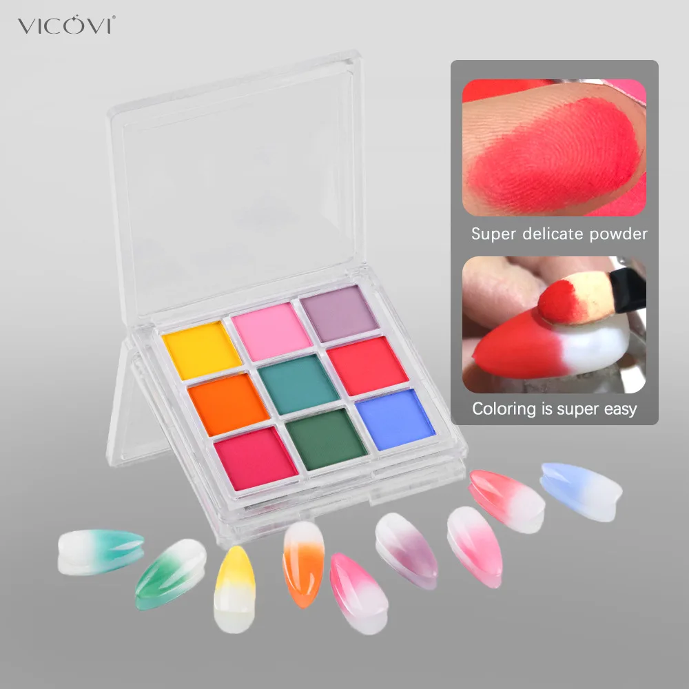 9 Colors Nail Pigment Palette  - Nail Art Ombre Glitter recension och pris