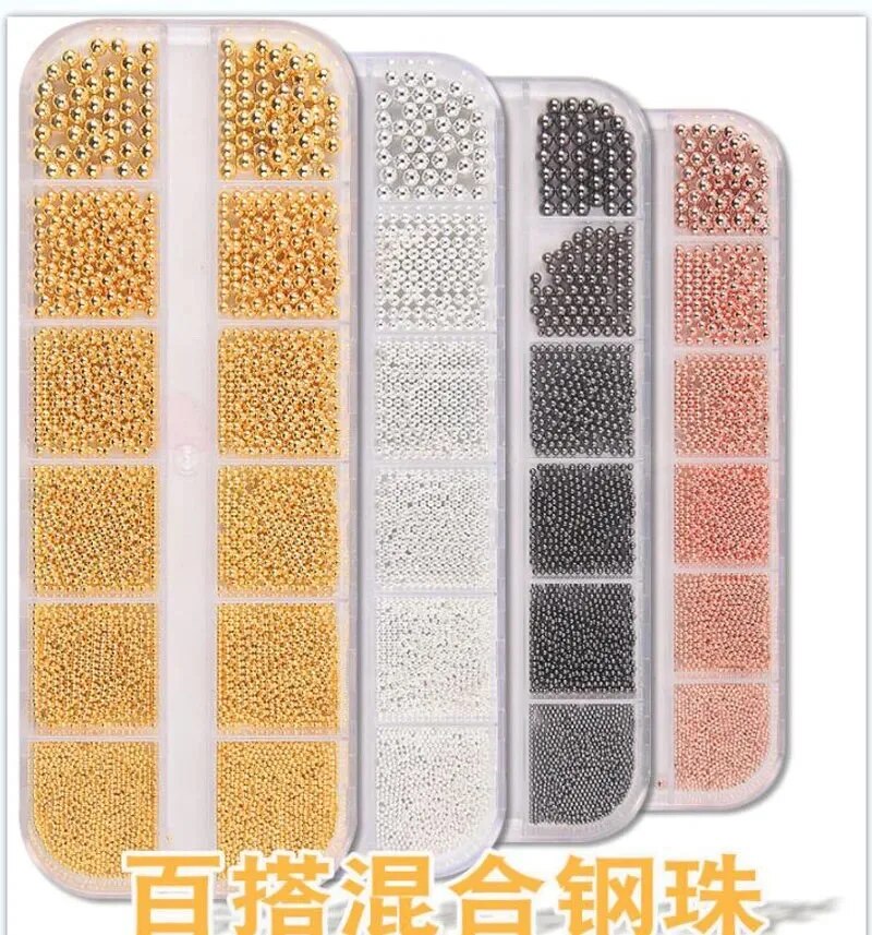 1Box 6Size 0.8-3.0mm Metal Bea - Nail Art Rose Gold recension och pris