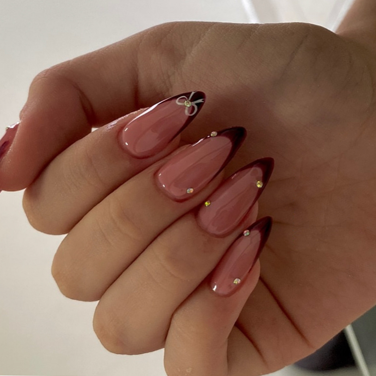 24Pcs Retro Wine Red French Al - Nail Art Simple recension och pris