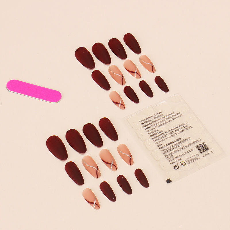 24pcs Mid-Length Almond Gold S - Nail Art Pink recension och pris