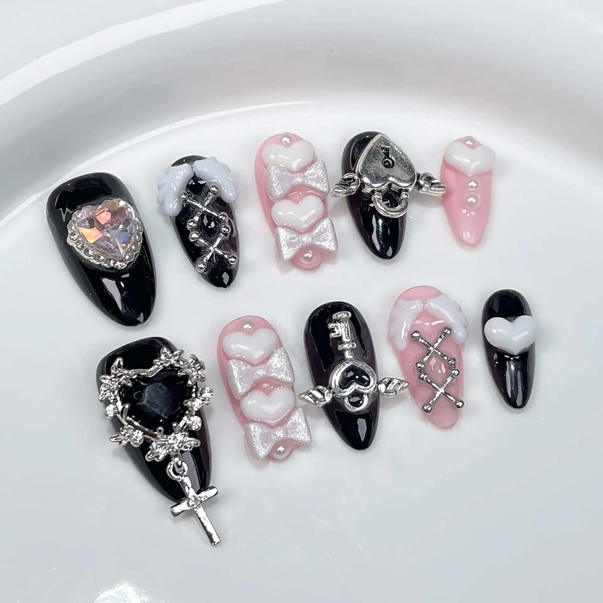 10Pc Hot Cool Press On Nails D - Nail Art Pink recension och pris