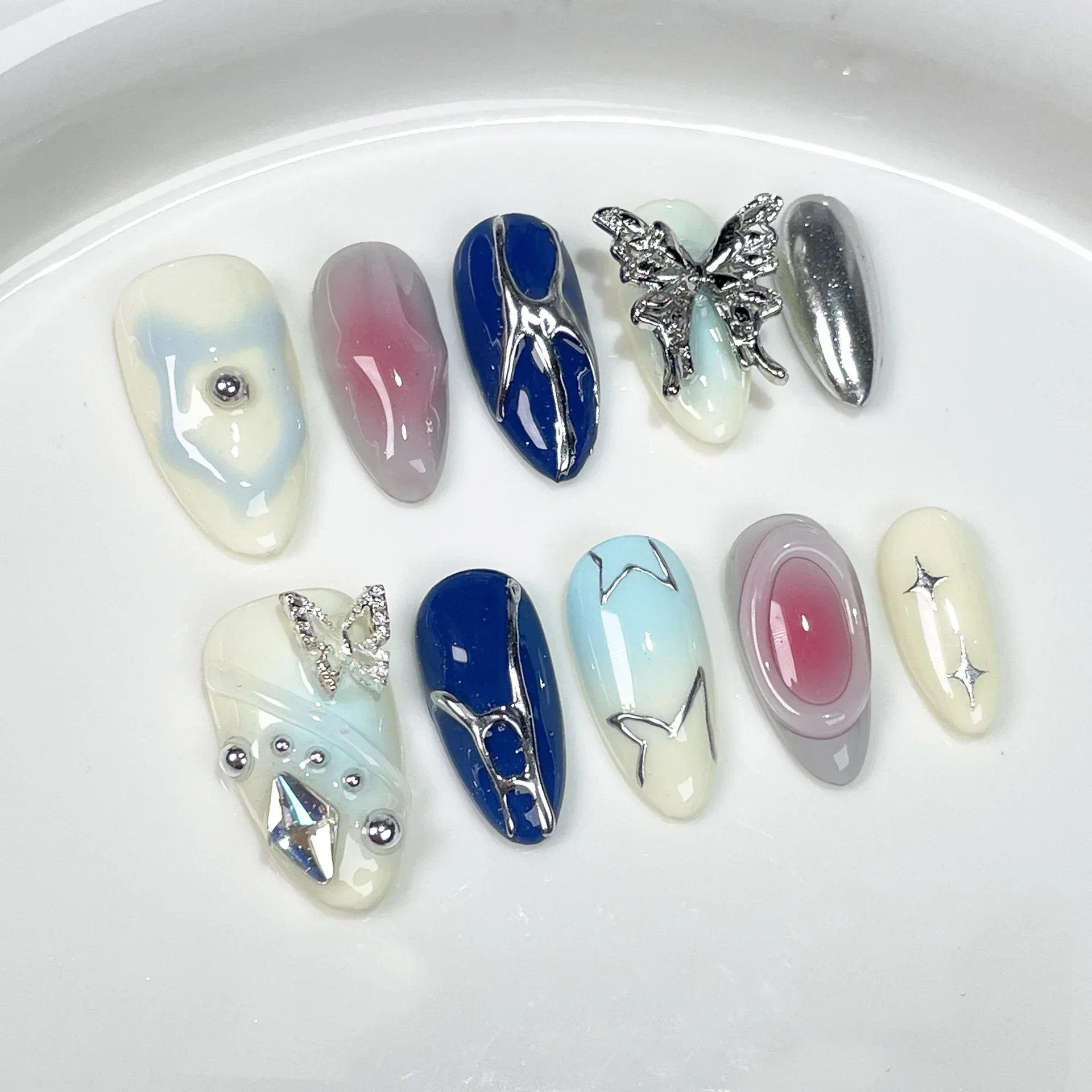 10Pc Hot Cool Press On Nails D - Nail Art Pink recension och pris