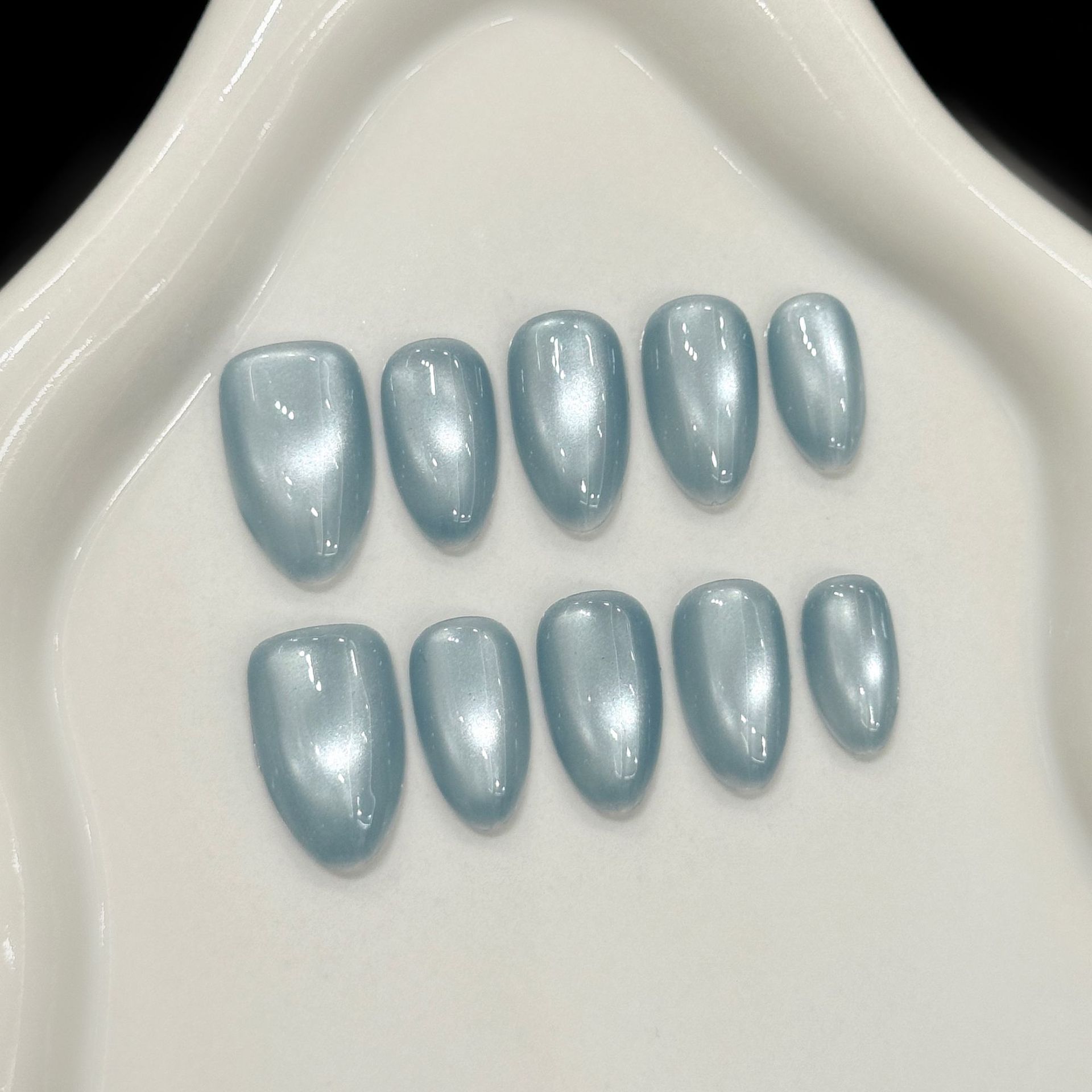 10Pcs Blue Cat Eye French Shor - Nail Art Simple recension och pris