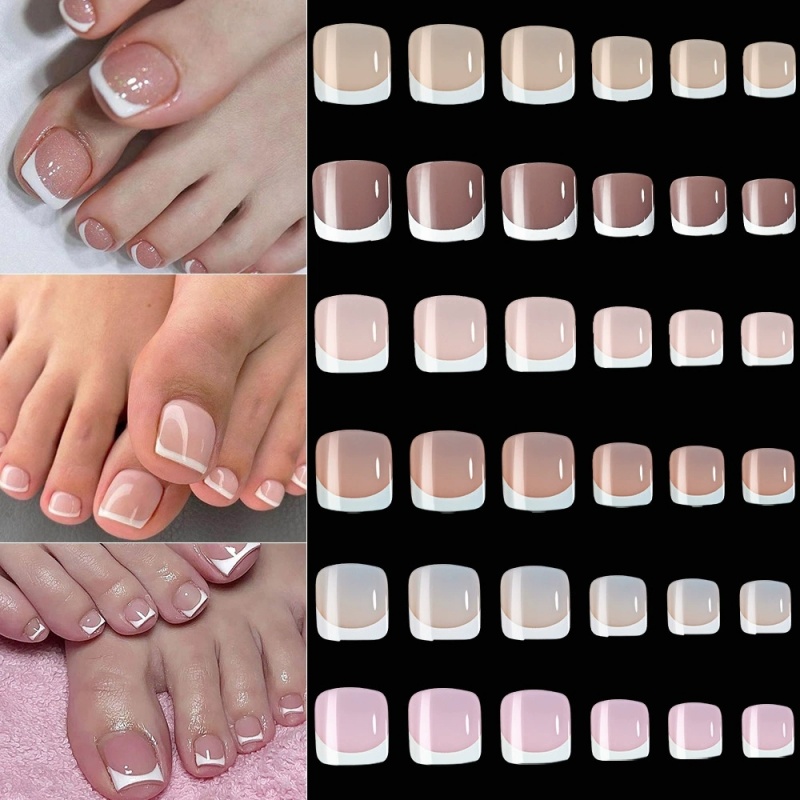 120pcs Square French Tips Toe  - Nail Art Pink recension och pris