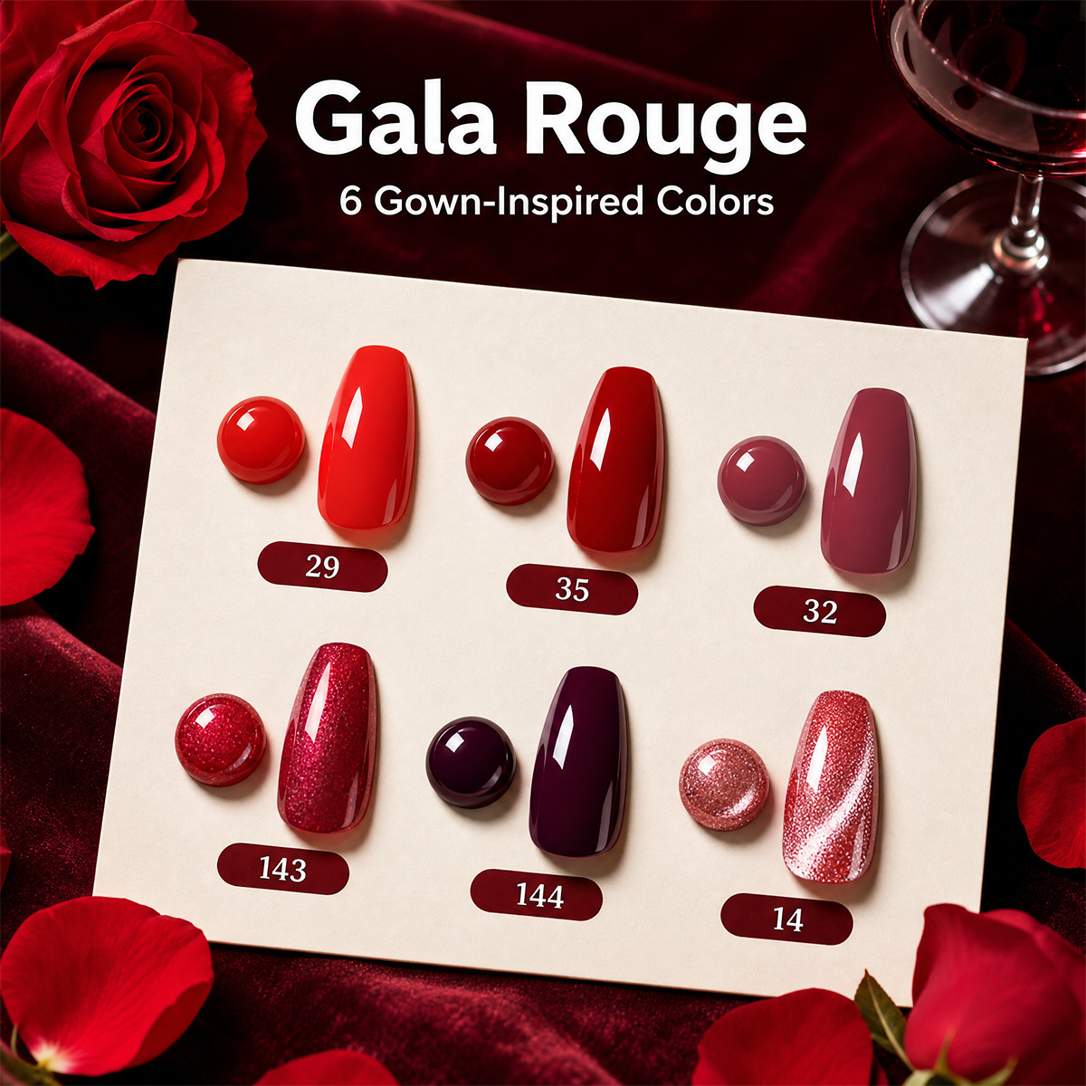 7-piece wine red and burgundy  - Nail Art Red Wine Cat Eye recension och pris