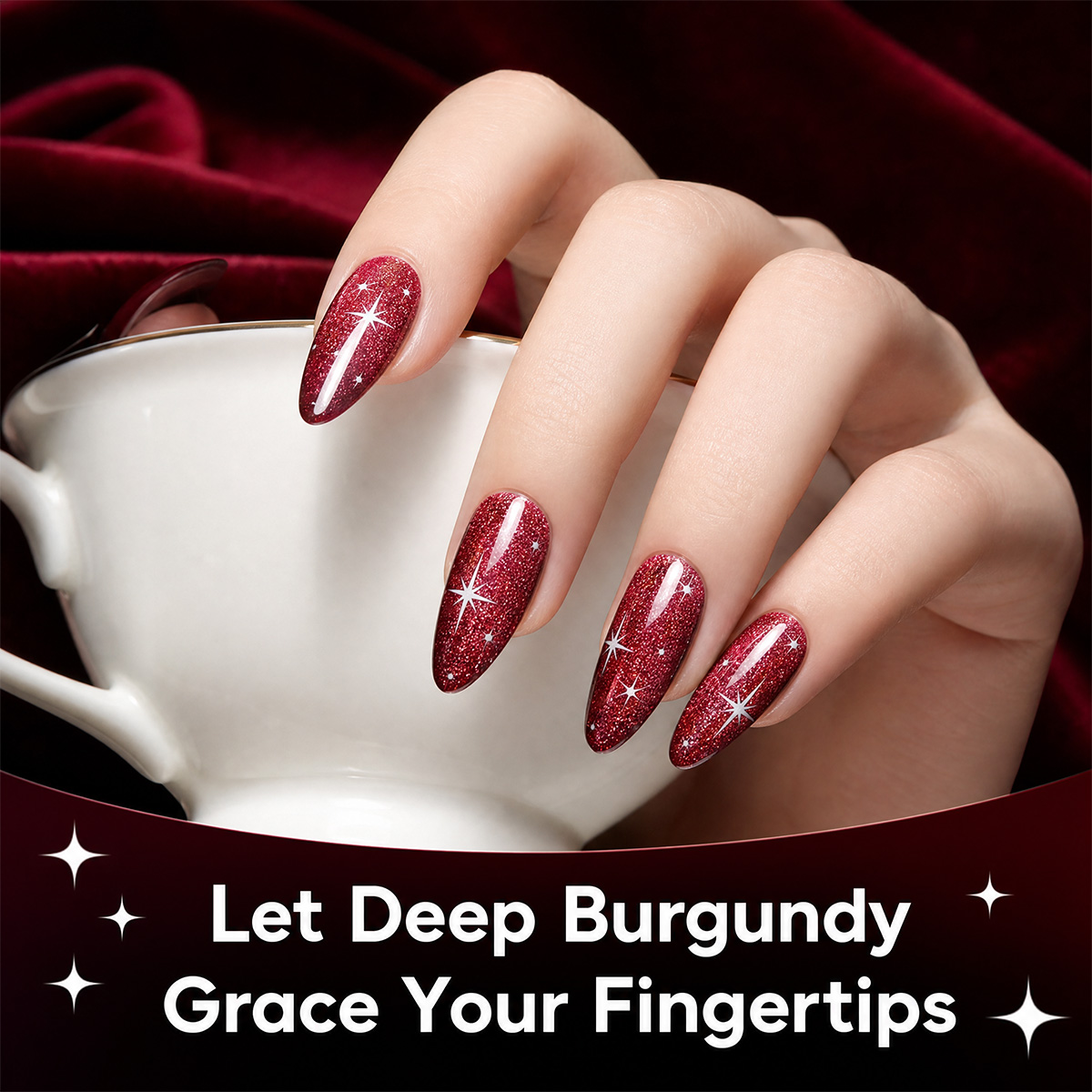 7-piece wine red and burgundy  - Nail Art Red Wine Cat Eye recension och pris