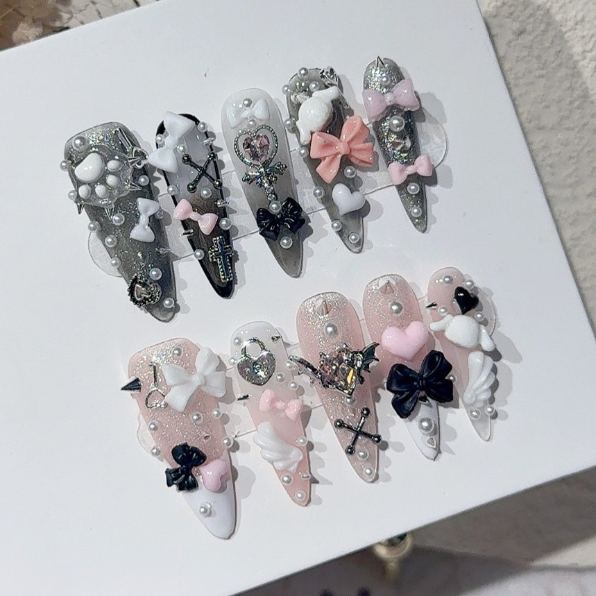Jirai Y2K Spice Girl Black Pin - Nail Art Pink recension och pris