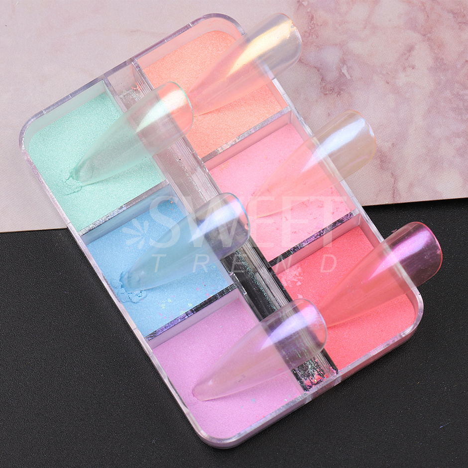 6 Grids Mirror Pearl Nail Powd - Nail Art Ombre Glitter recension och pris