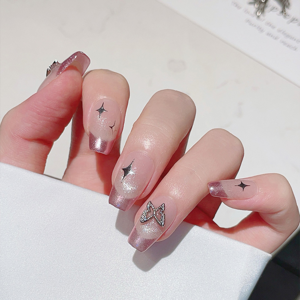10pcs Short Trapezoid Handmade - Nail Art Pink recension och pris