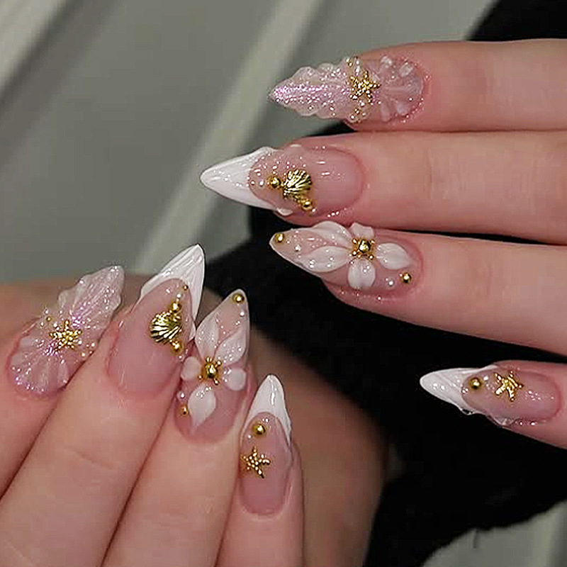 24pcs Finished Almond Press on - Nail Art Pink recension och pris