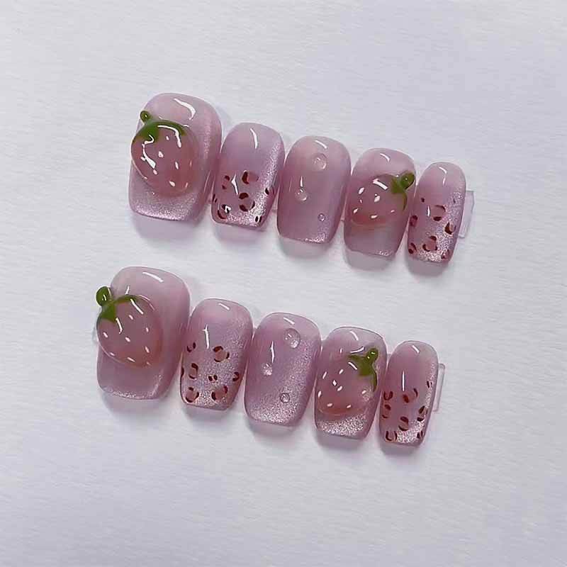 10 Pcs Women Wine Red Handmade - Nail Art Red Wine Cat Eye recension och pris