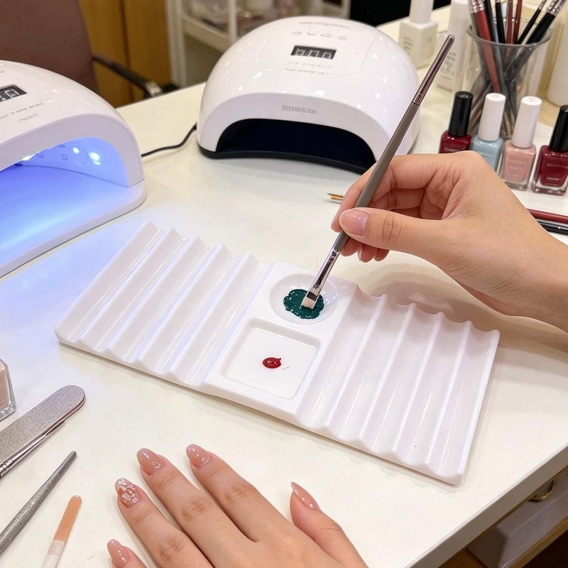 Reusable Nail Art Palette with - Nail Fan Brush recension och pris