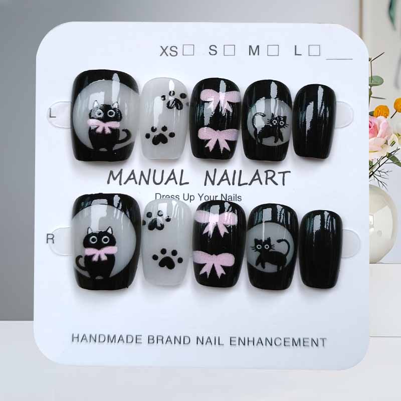 10Pcs Cute Cartoon Black Cat a - Nail Art Pink recension och pris