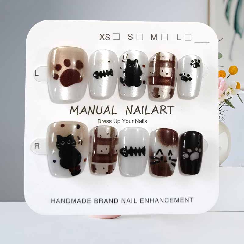 10Pcs Cute Cartoon Black Cat a - Nail Art Pink recension och pris