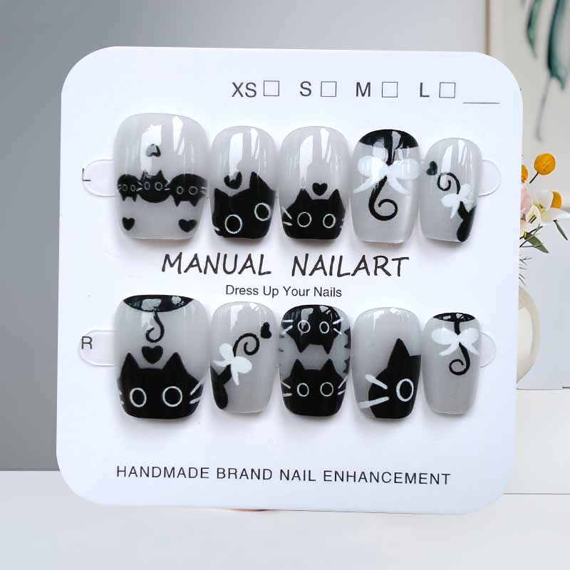 10Pcs Cute Cartoon Black Cat a - Nail Art Pink recension och pris