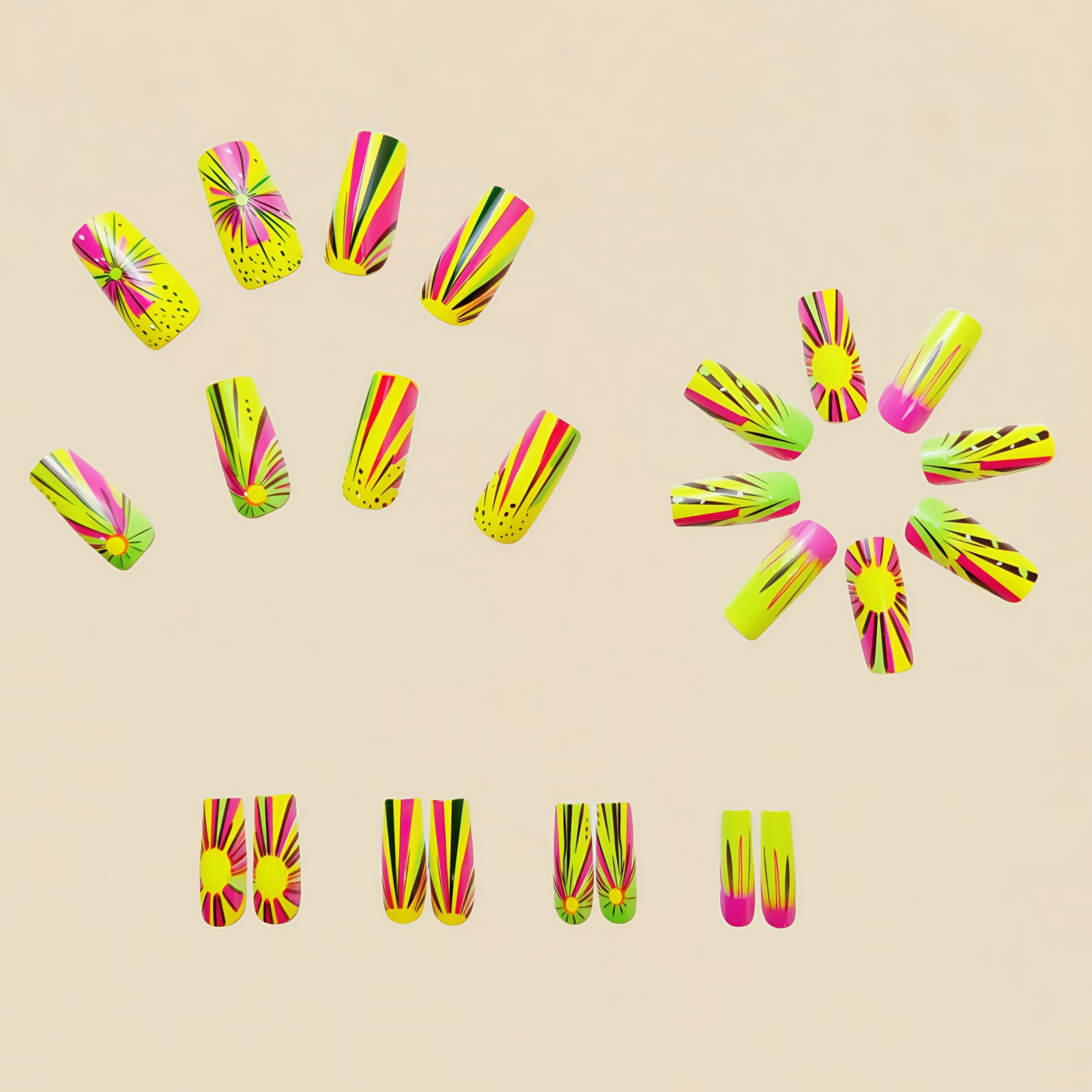 Colorful Ombre Press on Nails  - Nail Art Ombre Glitter recension och pris