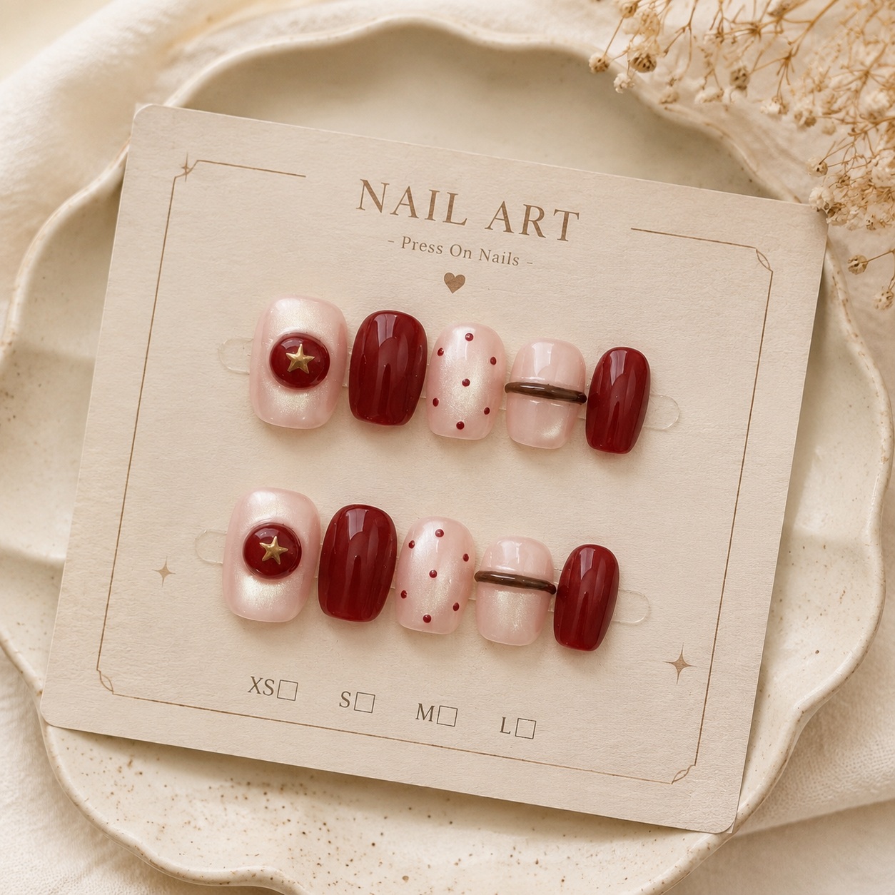 10pcs Nude Pearl Cat Eye Wine  - Nail Art Red Wine Cat Eye recension och pris