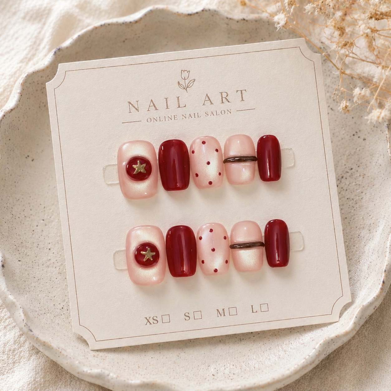 10pcs Nude Pearl Cat Eye Wine  - Nail Art Red Wine Cat Eye recension och pris